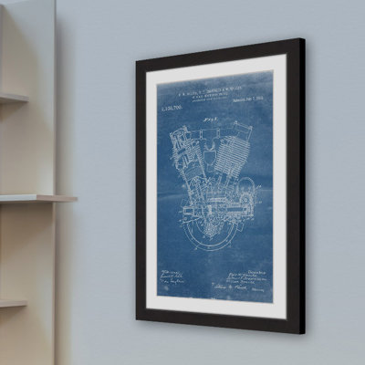 Engine 1914 Blueprint by Steve King - Single Picture Frame Graphic Art
