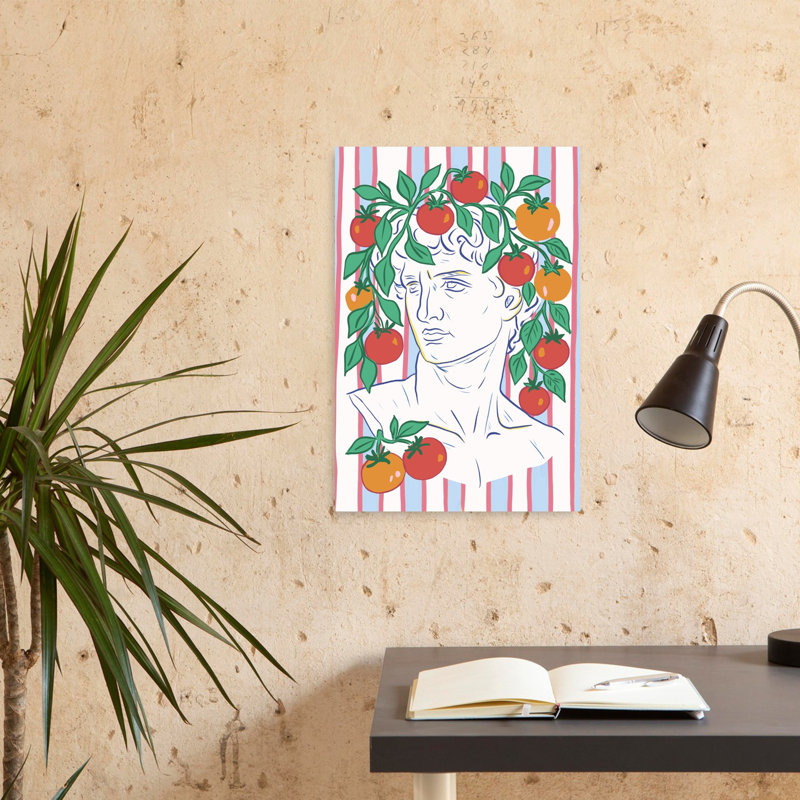 Art mural fantaisiste avec buste de tomate, 24" H x 16" W