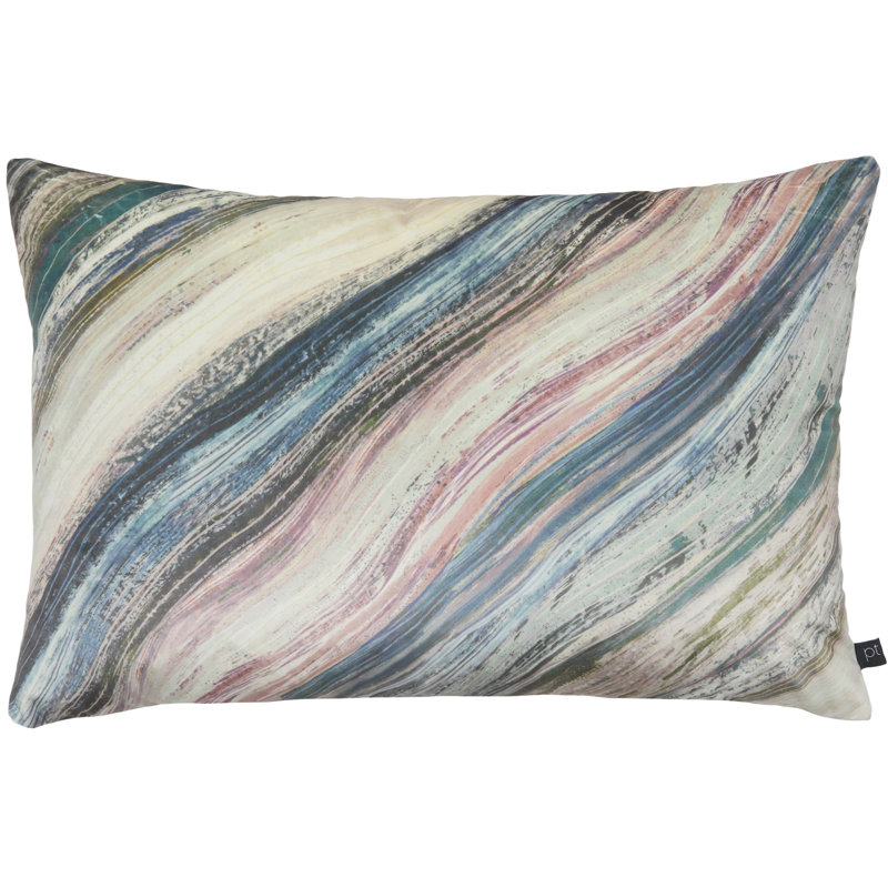 Prestigious Striped Rectangular Cushion, Feather, Green/Grey/Purple