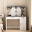 Coiffeuse de 43 po de largeur, avec miroir éclairé et armoire réglable, meuble-lavabo blanc, porte-séchoir à cheveux, maquillage