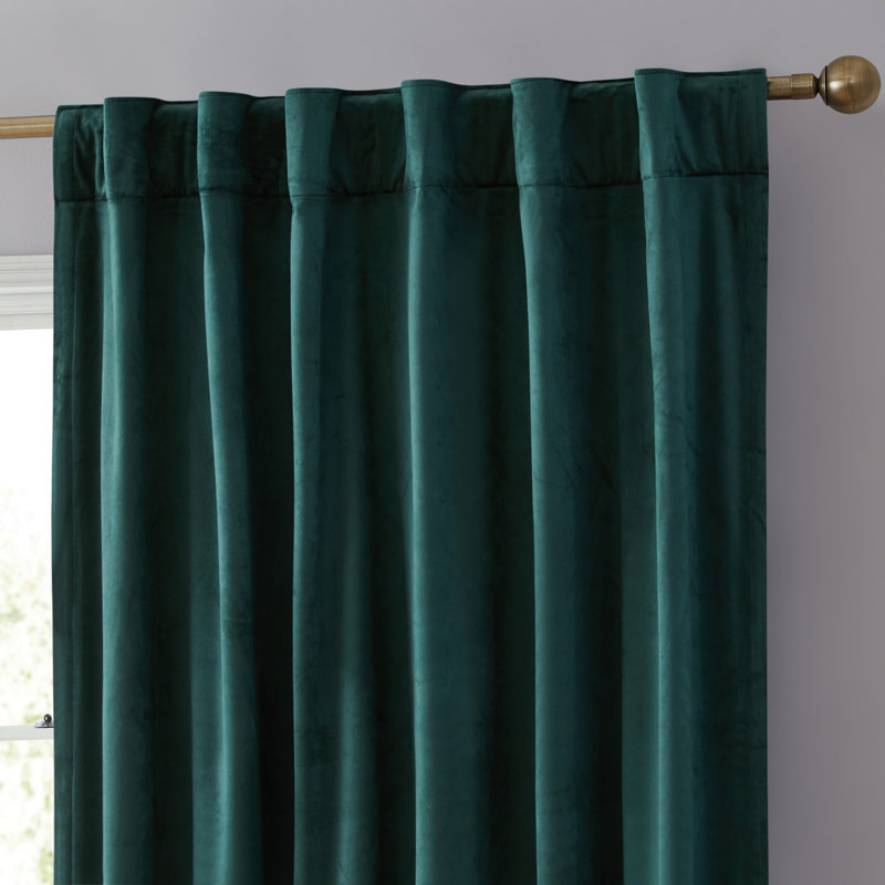 Monroy Velvet Solid Color Curtain Panels Set, Green, 54" W x 84" L