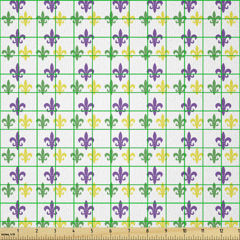 Chutney Fleur De Lis in Mardi Gras Carnival Colours Festival Multi-Purpose Fabric