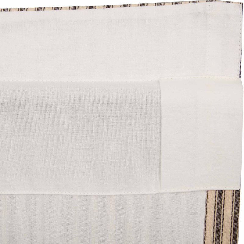 Sawyer Mill Striped Cotton Tailored Window Valance, 60" W x 16" H, Dark Crème/Coal Black