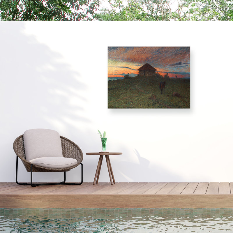 Marcus Jules, paysage avec cheval, toile d'extérieur, H 14 po x l 19 po