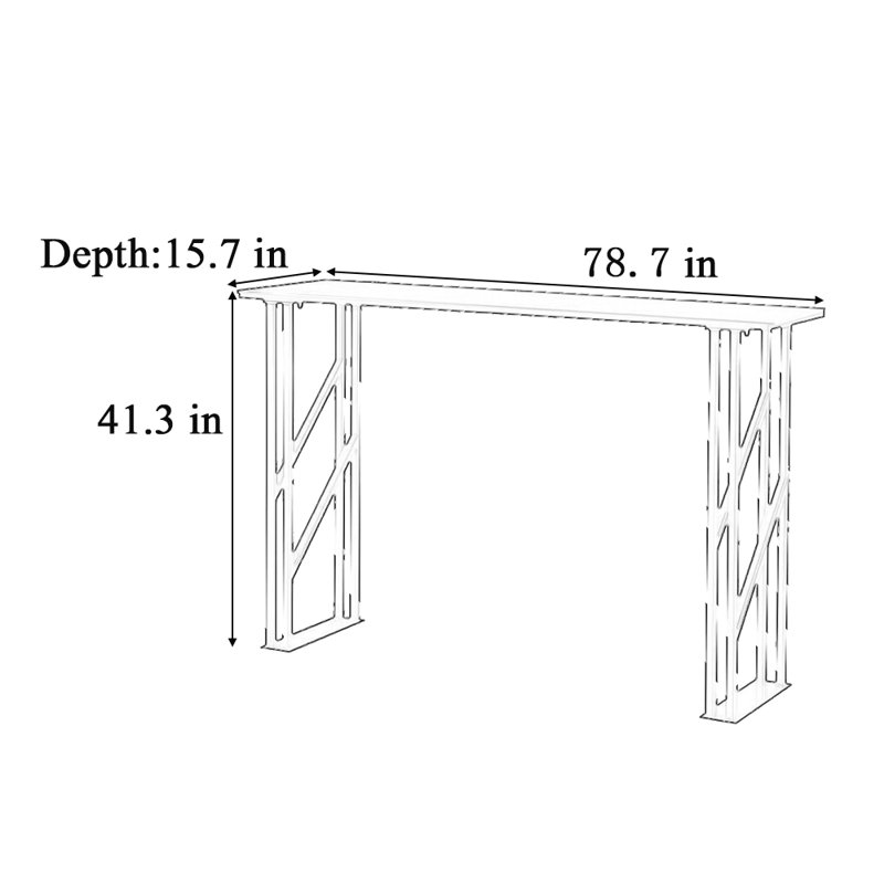 A simple and elegant bar table, Black, 41.3"H x 78.7"L x 15.7"W