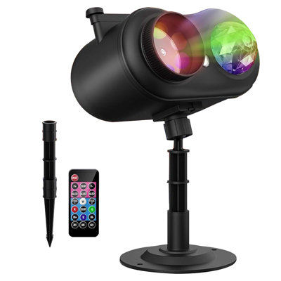 2 lumières de projecteur d'extérieur 2 en 1 avec 8 motifs, 80 effets, des diapositives de couleur 3D pour la cour et le décor de fête