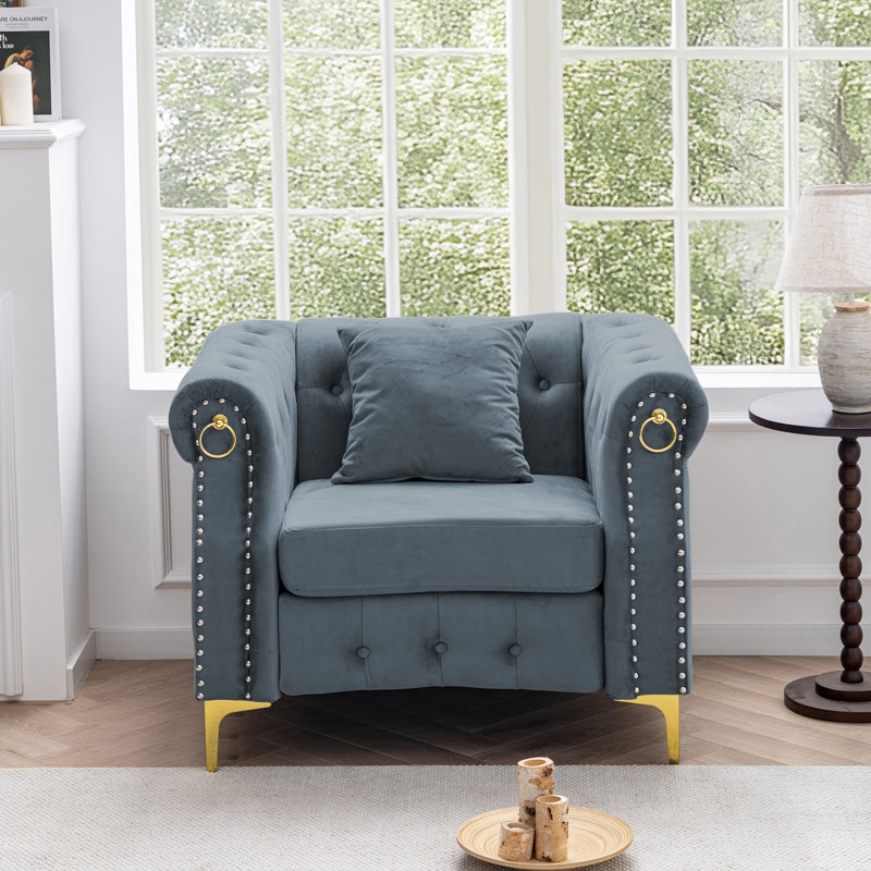  Fauteuil Chesterfield 40,9 po, Gris