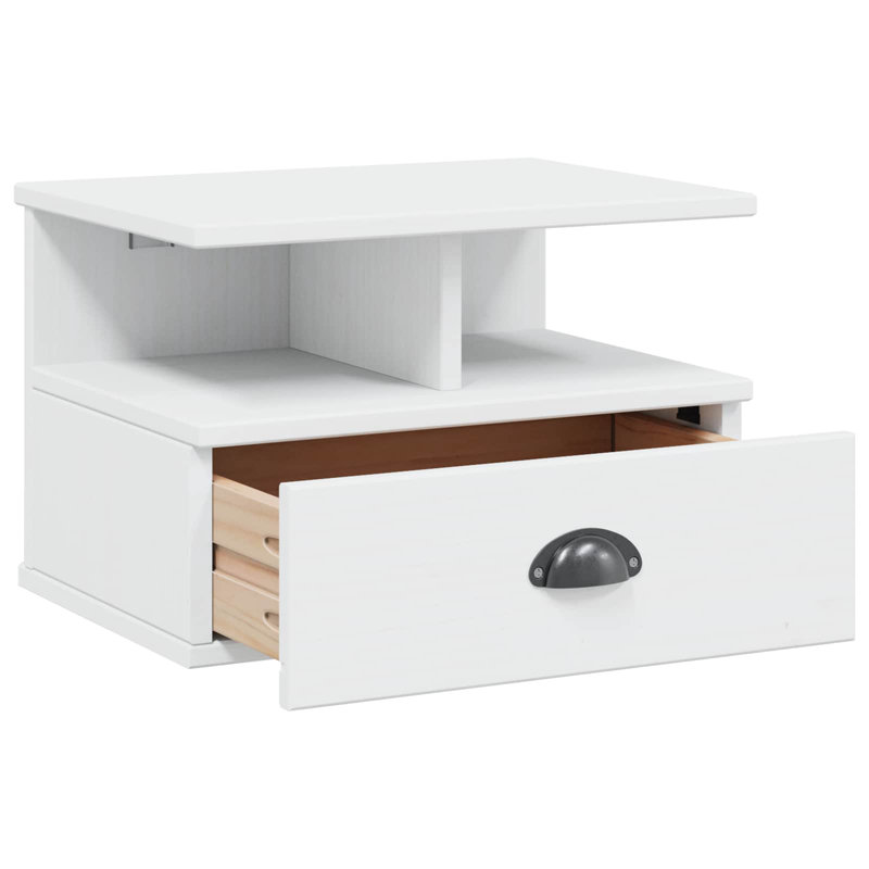 40cm W Solid Wood Bedside Table, White