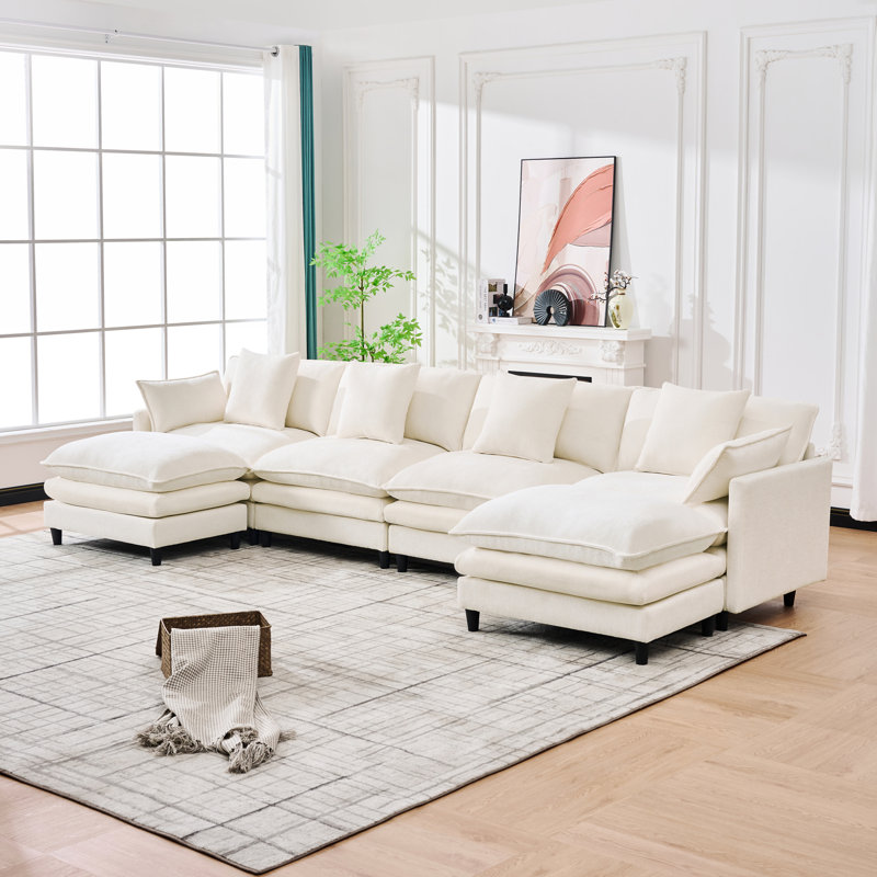 Canapé modulaire en U 140,9 po, Beige