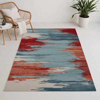 Tapis intérieur et extérieur bleu Watercolor