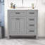 Meuble-lavabo autoportant avec lavabo en céramique, 3 tiroirs et armoire de rangement-977940260