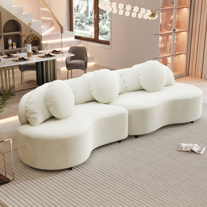 Luxueux canapé rembourré en velours pour la maison et le bureau, Beige