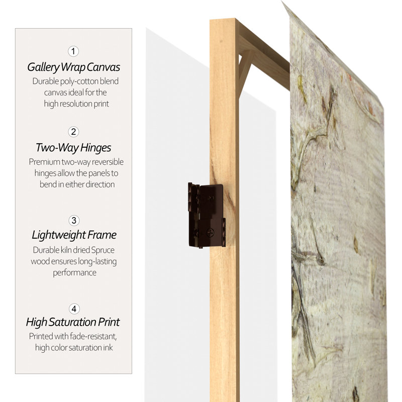 Shadow 3 Panel Room Divider, Birch Bark