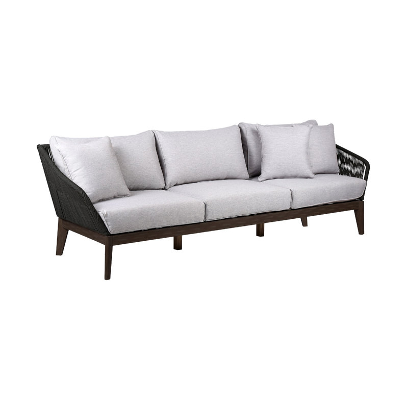 Fynn 93'' Wide Rectangle Patio Sofa with Cushions, Dark Eucalyptus