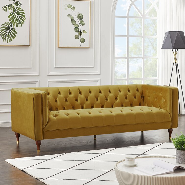 Plaid Midcentury Modern Standard Sofa, 84 – shopnueve