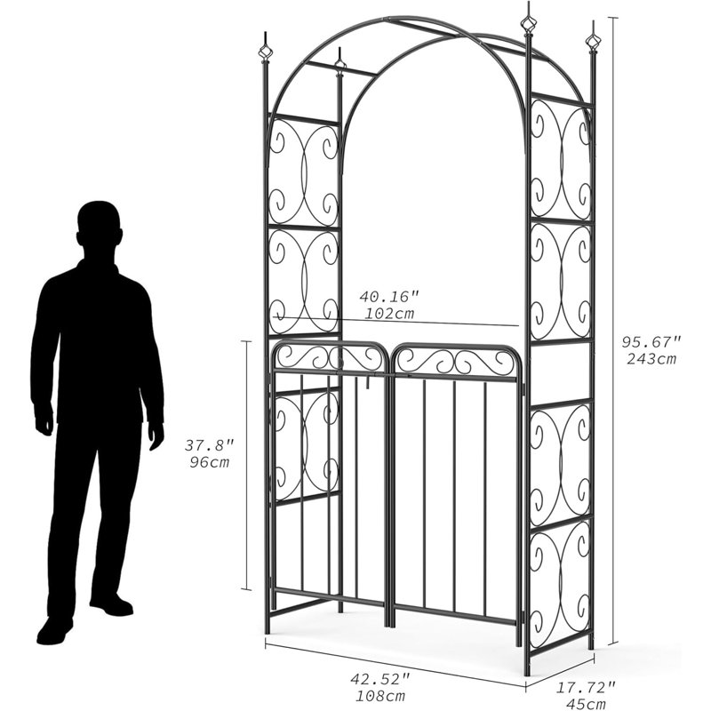 Arche de jardin en métal 7,9 pi, avec portes doubles
