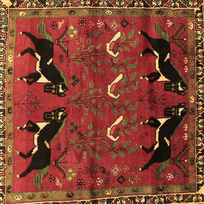 Tapis oriental brun tissé à la machine