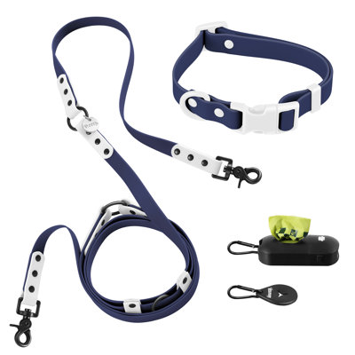 Luna 8FT Adjustable 6-in-1 Waterproof Hands-Free Leash and Collar with LED Flashlight