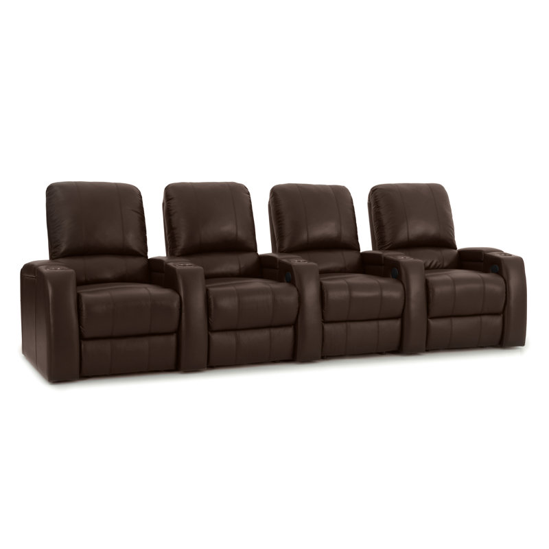 Grande rangée courbée de salle de cinéma (rangée de 4), Cuir véritable noir luxueux, Électrique