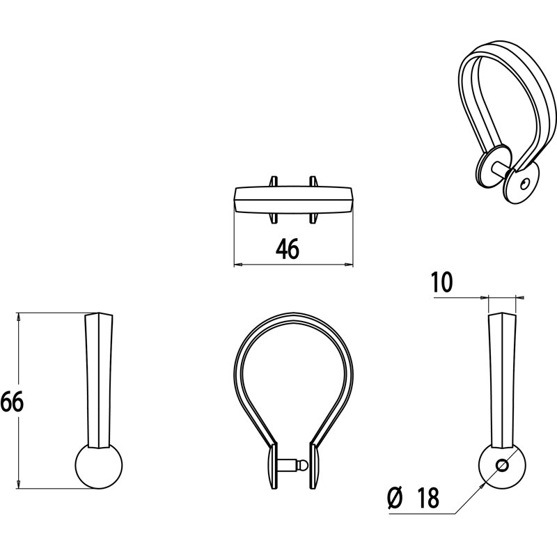 Plastic Shower Curtain Hook, Clear