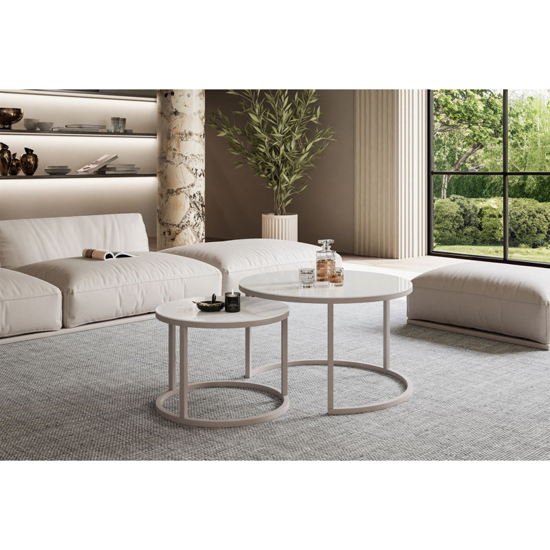 Cordey Coffee Table, White glass