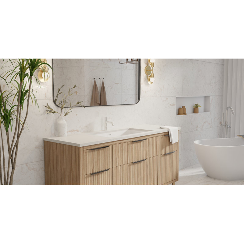 Lavabo de salle de bain encastré en résine 31,4 po x 16,7 po Badeloft UB-05-L-G blanc brillant, Blanc brillant