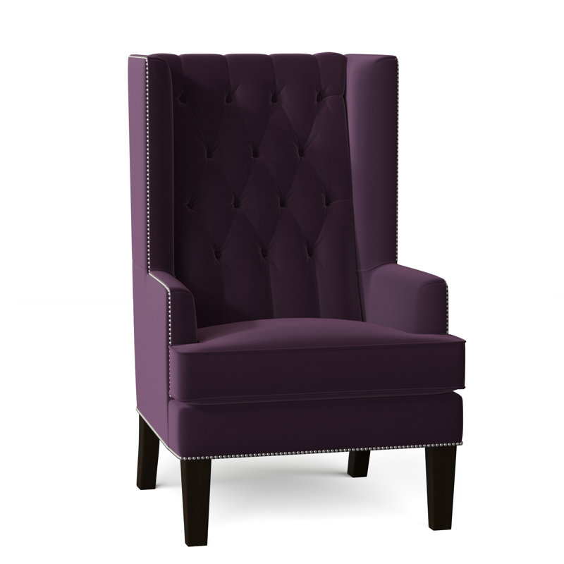 Fauteuil à oreilles capitonné de 30 po de largeur Searle, Marron foncé, Figue