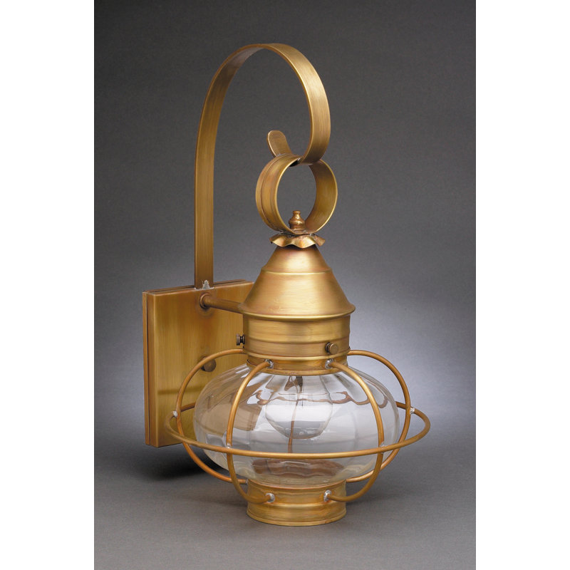 Onion 1-Light Outdoor Wall Lantern, Antique Brass, Optic, 12.25" H x 8" W x 8" D