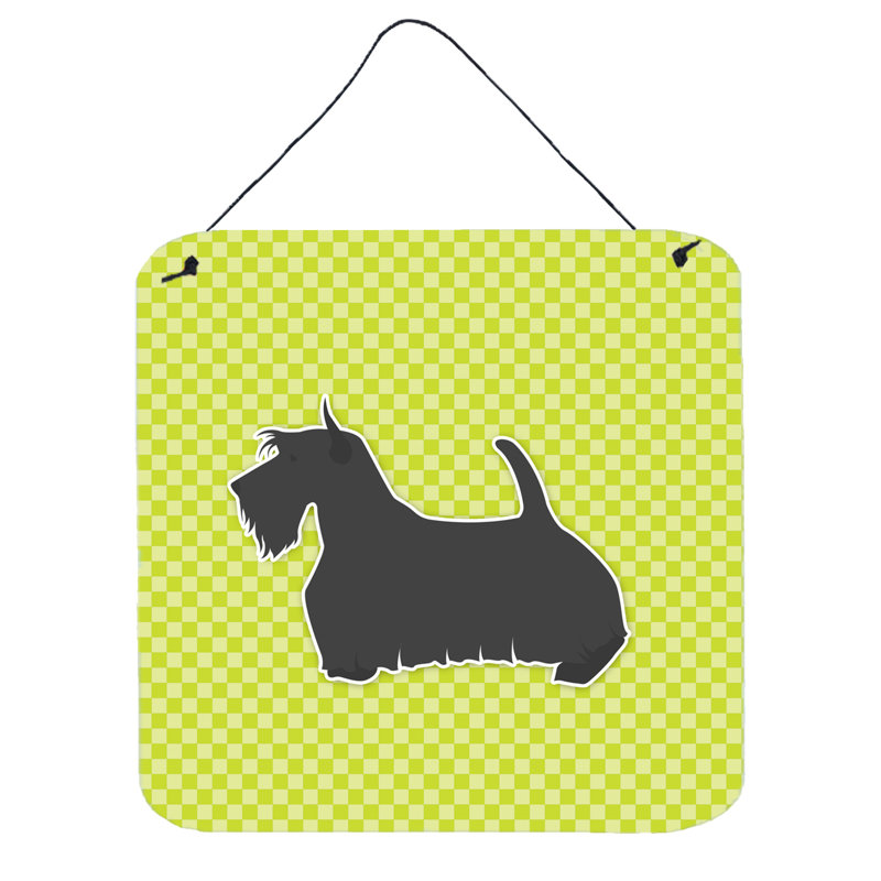 Décoration murale damier écossais terrier, Vert