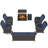 7-Person Outdoor Patio Conversation Rattan Seating Group With 5000BTU Fireplace,4 Chairs and Blue Cushions-987533010
