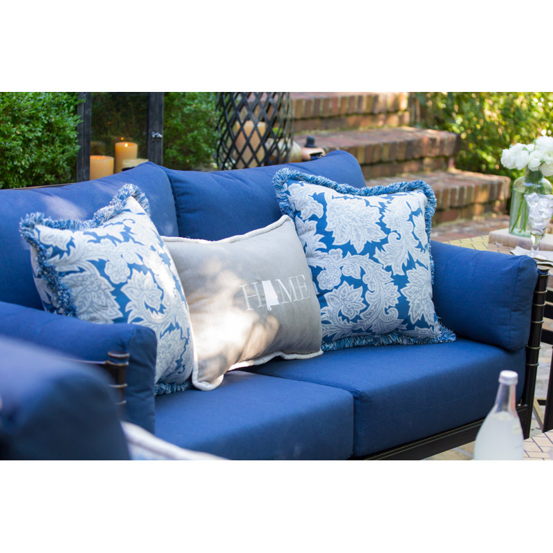 Lancaster - 61'' Aluminum Outdoor Loveseat with Sunbrella Cushions, Cast Ash Sunbrella® Plainweave
