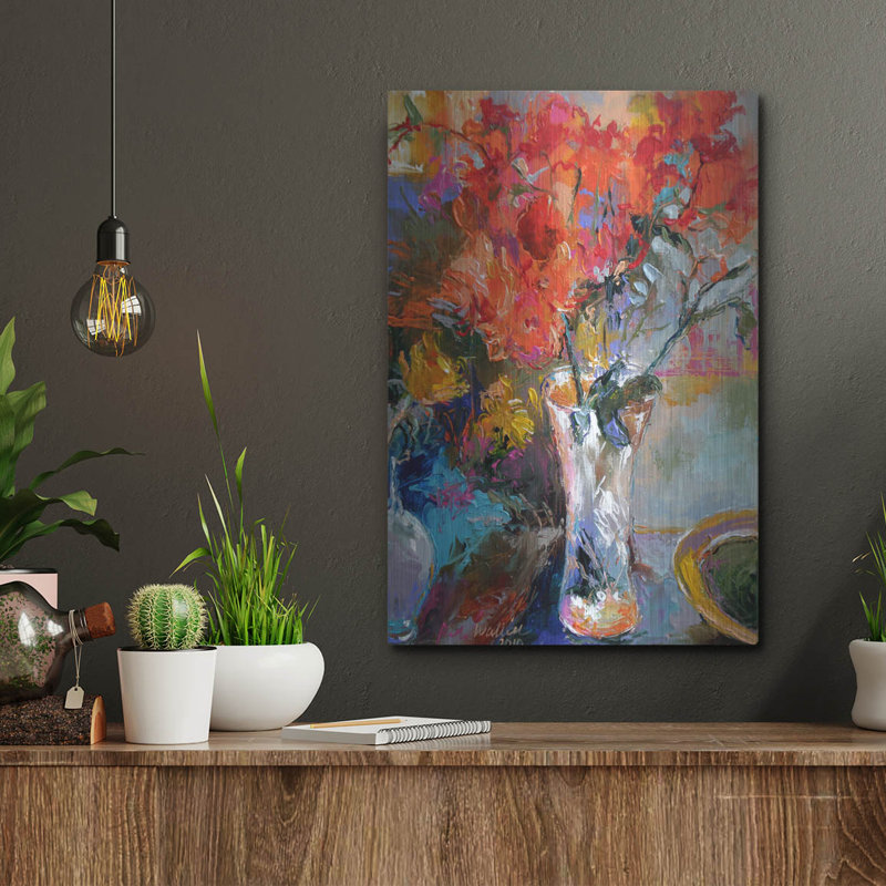 "Fleurs dans un vase" par Richard Wallich, H 16 po x l 12 po