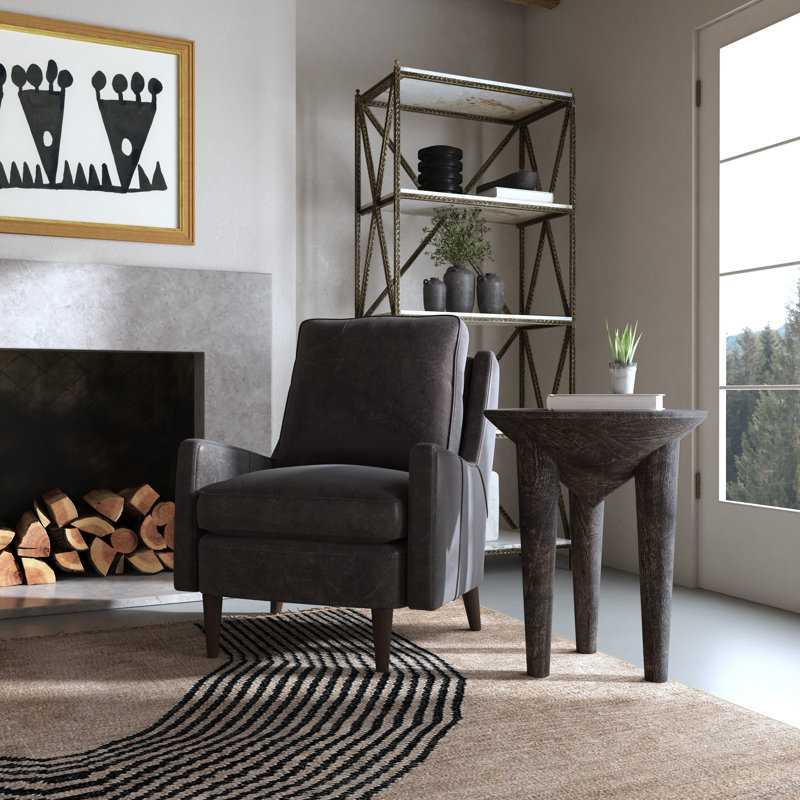 Transitional Round Wood & Stone 20" Brown End Table