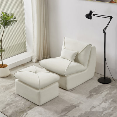 Méridienne avec repose-pieds, fauteuil décoratif rembourré multifonctionnel, méridienne rembourrée modulaire réversible avec coussin