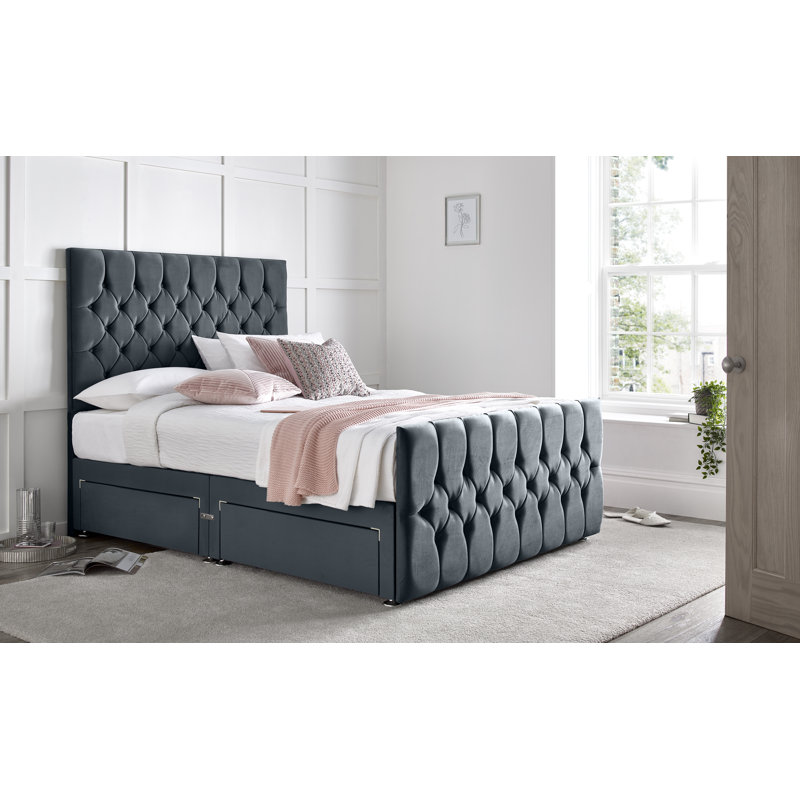 Fleisher Divan Bed with 54" Floorstanding Headboard, Steel, 4 Drawer, Double (4'6)