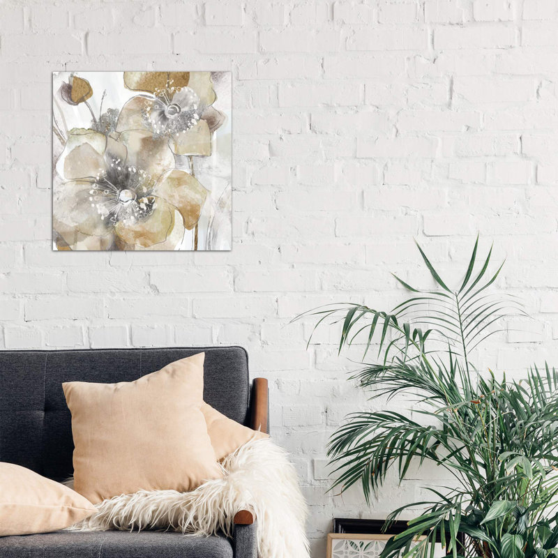 Taupe Spring Poppy Ii by Maria Donovan - Wrapped Canvas Painting, No Frame, 66.04 cm H x 66.04 cm W x 1.91 cm D