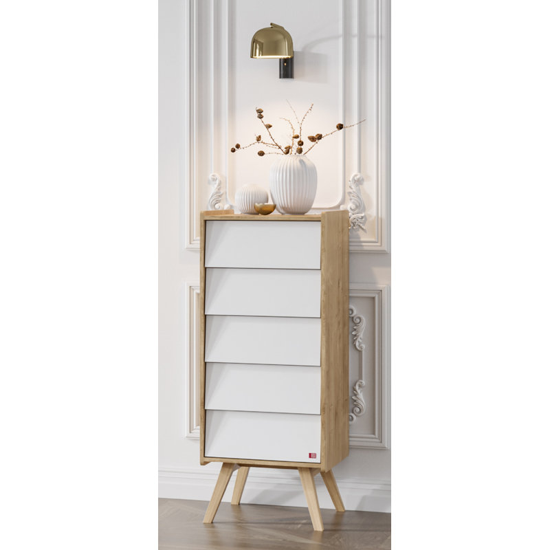 Antoine Kids 5 - Drawer Chest, Light Brown/White