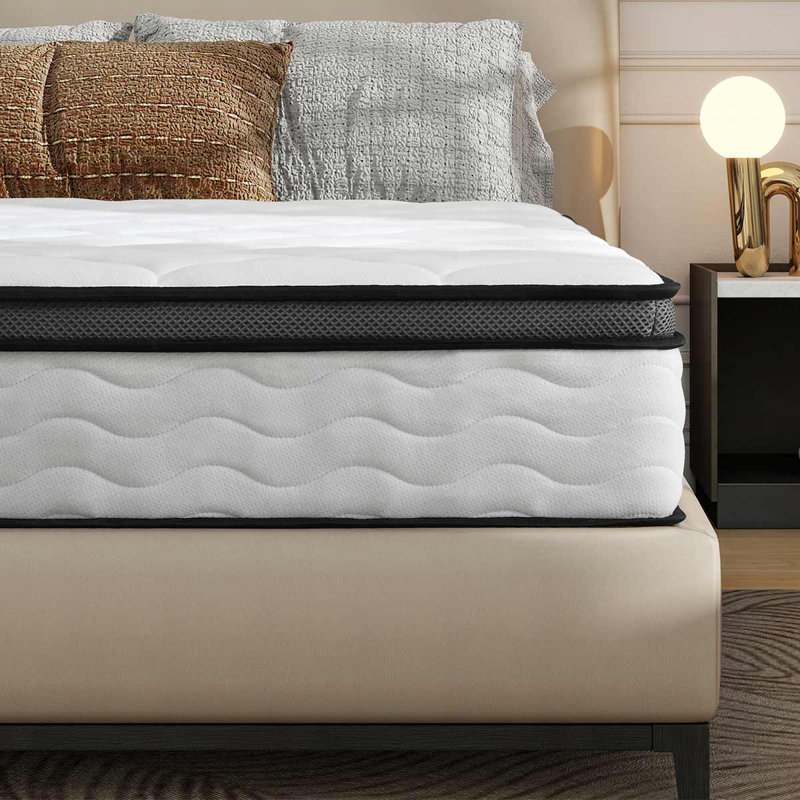 Hybrid Mattress In A Box, Pocket Coils Innerspring Mattress, Memory Foam Mattress, 10", Queen