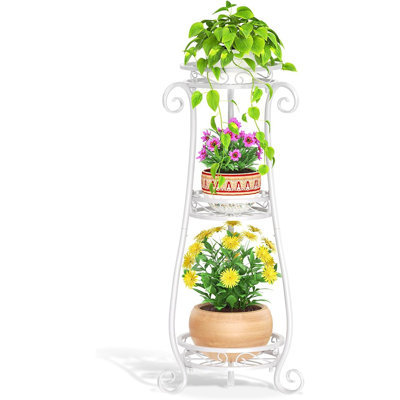 3 Tier White Metal Plant Stand For Multiple Large Plante...