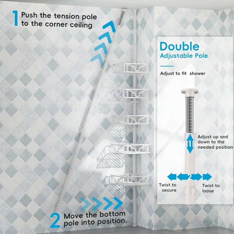 Tension Stainless Steel Shower Shelf
