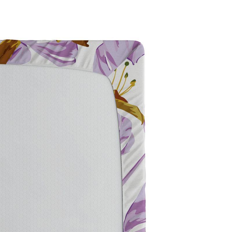 Drap-housse à motif floral Ambesonne, Mauve pâle, ambre, moutarde / floral, Drap-housse de taille très grand