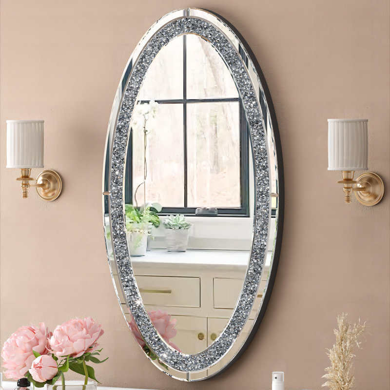 Amla 35" Decorative Wall Mirror with Crushed Diamond Inlay
