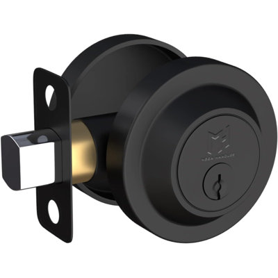 Mega Handles RONN Round Single Cylinder Deadbolt Lock | Modern Keyed Deadbolt for Exterior & Interior Doors | Reversible Handed with Adjustable Latch
