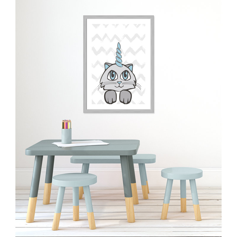 Caticorn II, art encadré, H 34,5 po x l 24,5 po x P 0,63 po, Cadre argenté