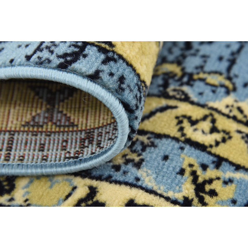 Tapis oriental bleu clair Eesi, Rectangle 7 pi 1 po x 10 pi