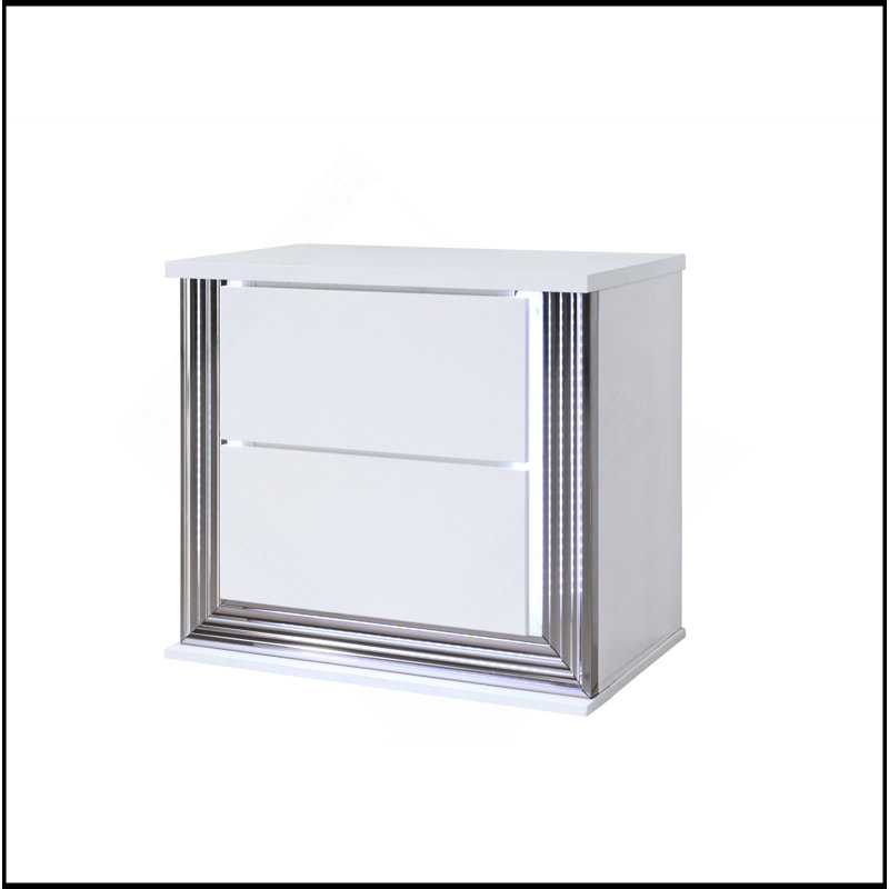 MOON SMOOTH WHITE NIGHTSTAND WITH LED
