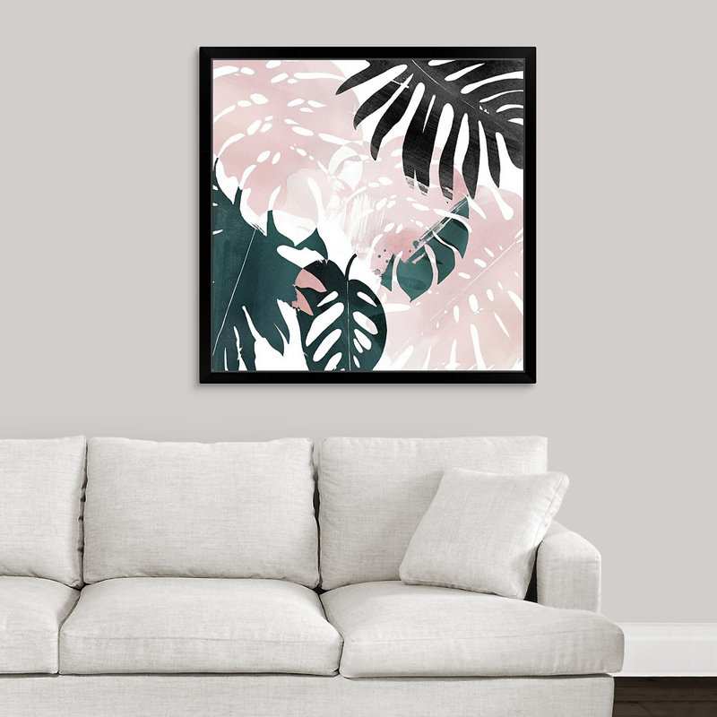 Novogratz « palm rosé iv », reproduction d’art encadrée, H 15 po x l 15 po x P 1 po, Cadre noir