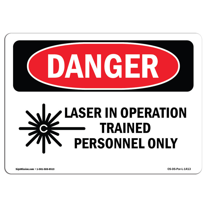 Signe laser en opération personnel seulement, H 12 po x l 18 po x P 0,1 po
