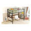 Lit mezzanine double en métal avec bureau et grille en métal, noir