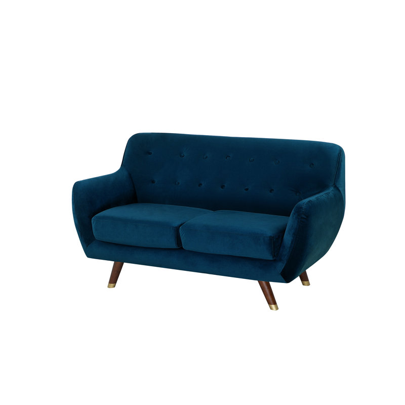 Lesse 2 Seater Velvet Loveseat, Navy Blue